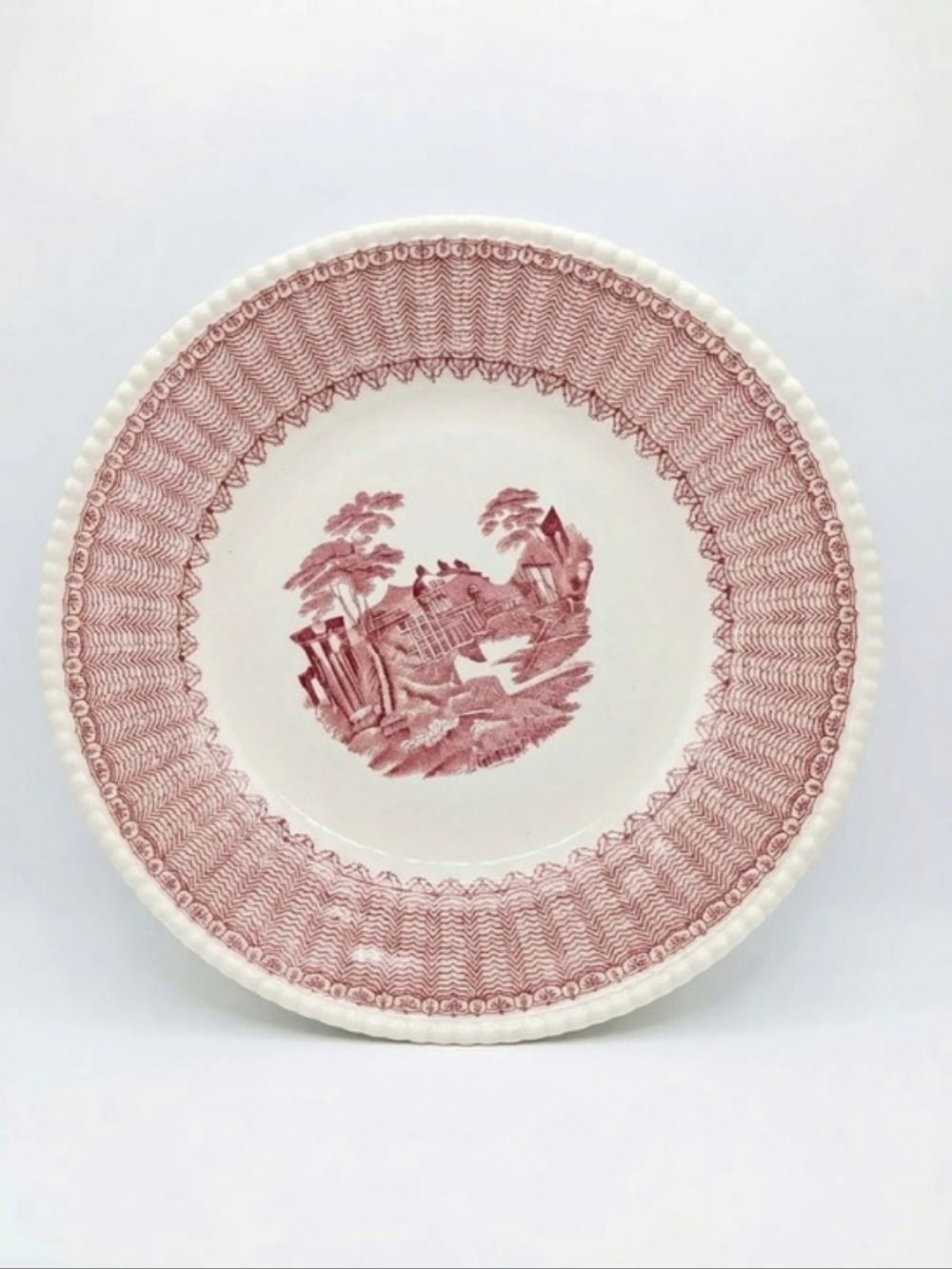 Mid Century Sampson Bridgwood & Son – Classical Ruins Red Transferware Plate